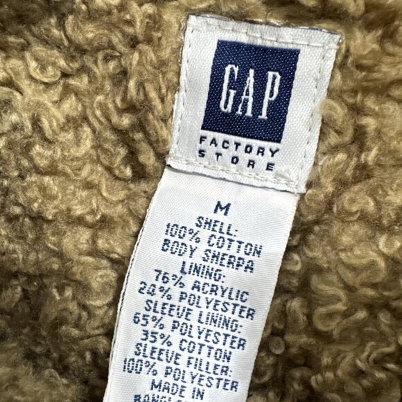 Gap Sherpa Denim Jacket Womens Medium Lined Blue Jean Trucker Cowgirl Distressed - Picture 3 of 16